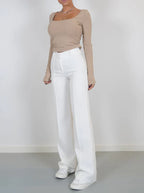 Women's Tailored Wide Leg Trousers – High Waist Slim Fit Dress Pants