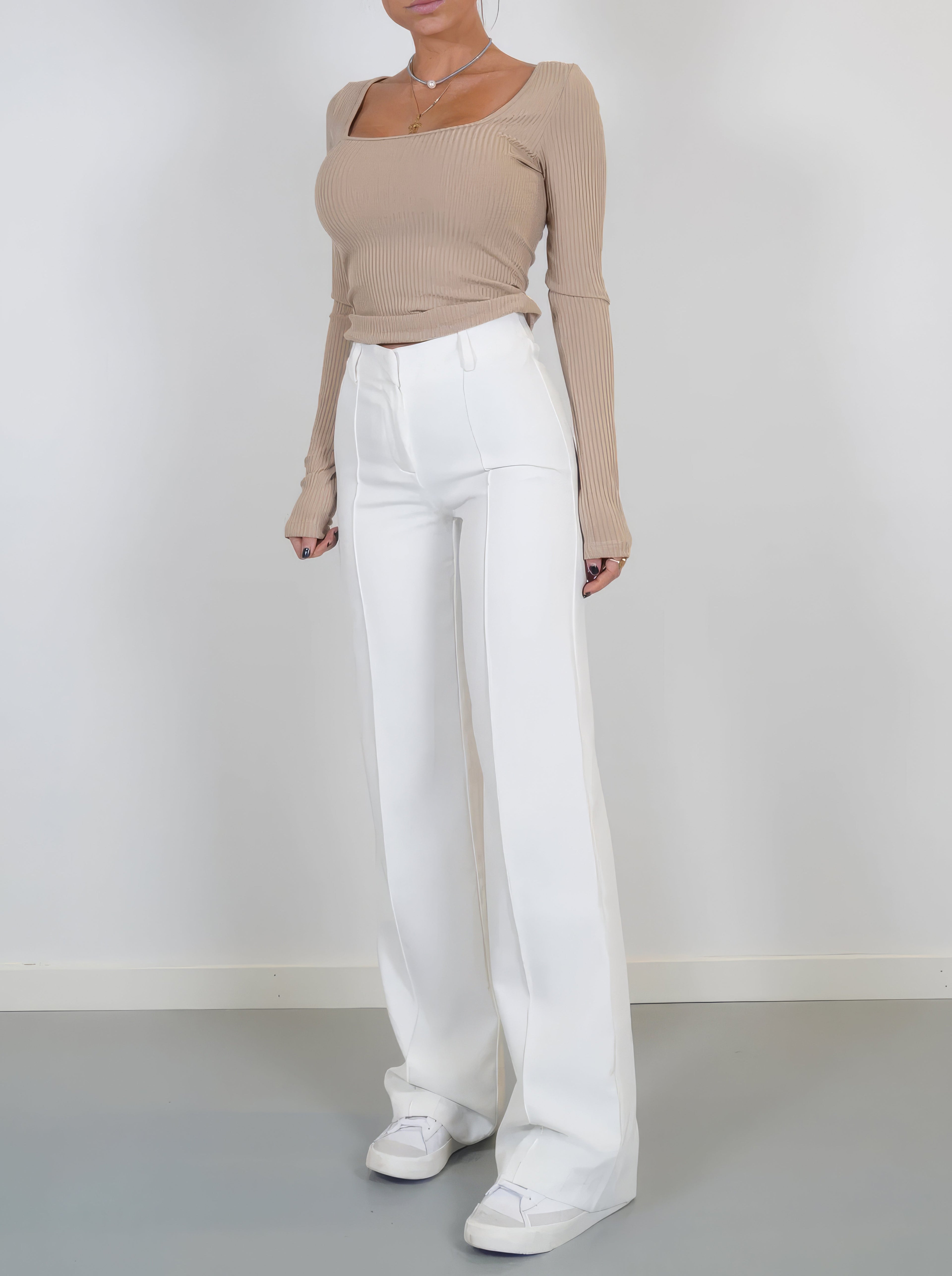 Women's Classic High Waist Trousers – Tailored Straight Leg Dress Pants