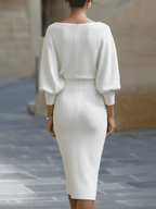 Women's Batwing Sleeve Dress – Boat Neck Bodycon Dress