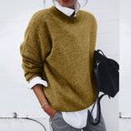 Women's Crew Neck Sweater – Classic Knit Sweater – Elena