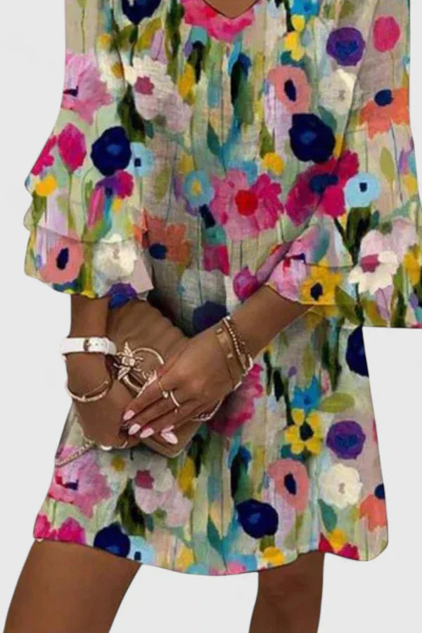 Rosalie | Floral V-Neck Mini Dress