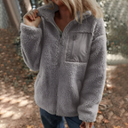 Women's Teddy Fleece Jacket – Stand Collar Zip-Up Jacket