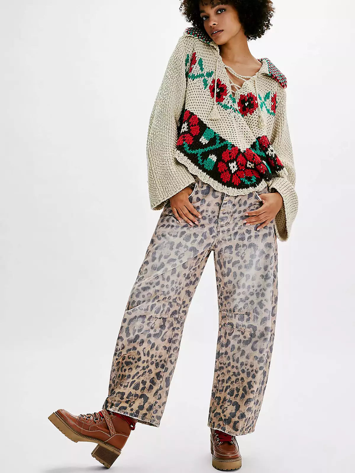 Women's Printed Wide Leg Jeans – Casual Denim Jeans – Lyra
