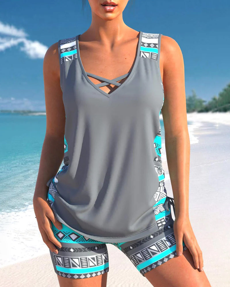 Women's Tummy Control Tankini Set – Two-Piece Swim Set – Blanche
