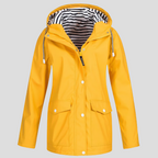 Women's Hooded Outdoor Rain Jacket – Wind and Water Resistant Zip-Up Jacket