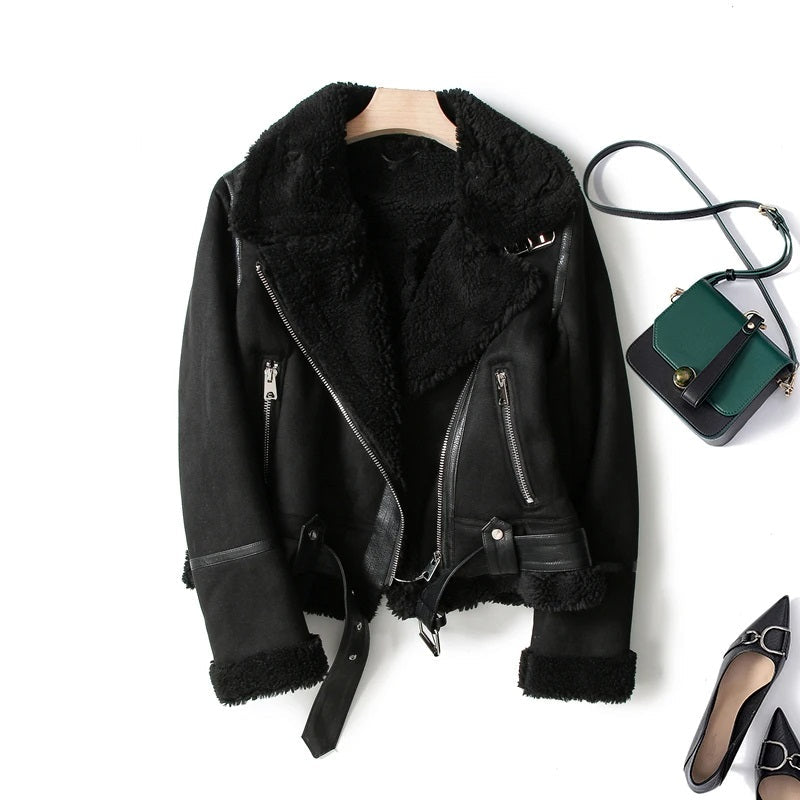Women's Fleece Lined Jacket – Cropped Zip-Up Winter Jacket