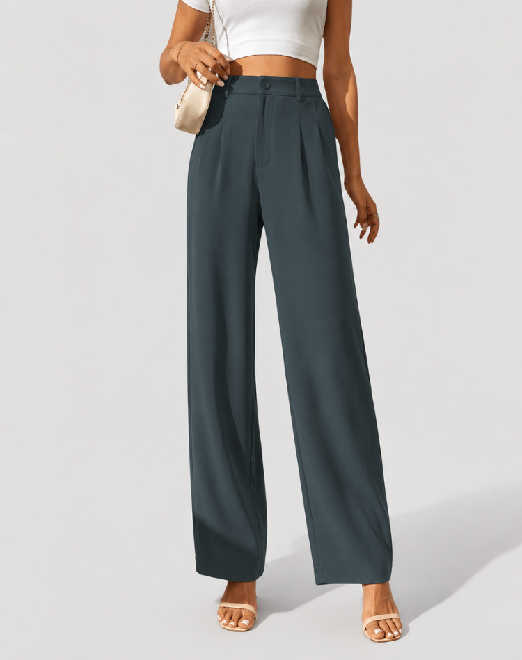 Women's Flowy Wide Leg Trousers – High Waist Everyday Dress Pants
