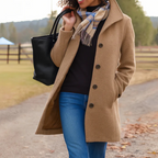 Women's Winter Coat – Button Front Long Coat – Judith