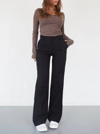 Women's Lightweight Wide Leg Trousers – Wrinkle Resistant Casual Pants