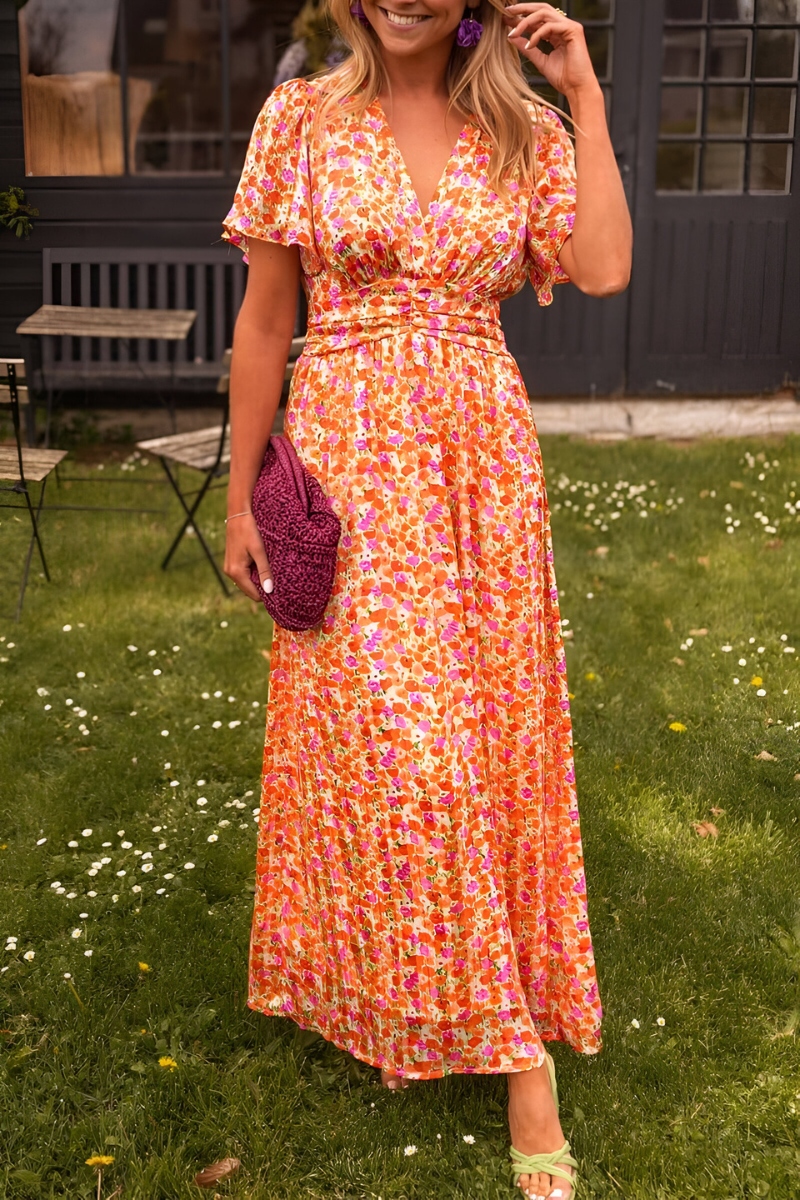 Women's Maxi Dress – V-Neck Evening Dress – Ava