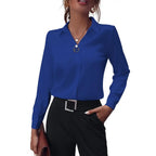 Women's Button Collar Blouse – Long Sleeve Office Shirt Blouse
