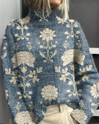Women's Graphic Knit Sweater – Patterned Crew Neck Pullover