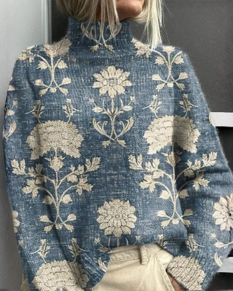 Women's Graphic Knit Sweater – Patterned Crew Neck Pullover
