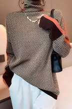 Women's High Neck Sweater – Relaxed Long Sleeve Knit Pullover