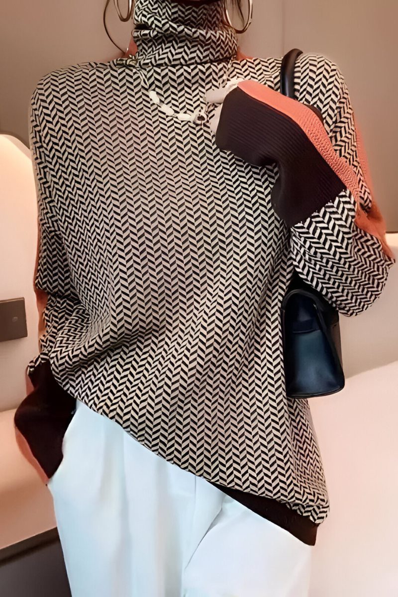Women's High Neck Sweater – Relaxed Long Sleeve Knit Pullover