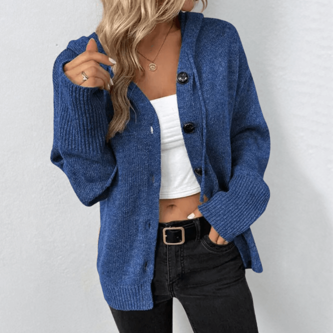 Women's Button Front Winter Cardigan – Thick Knit Long Sleeve Cardigan