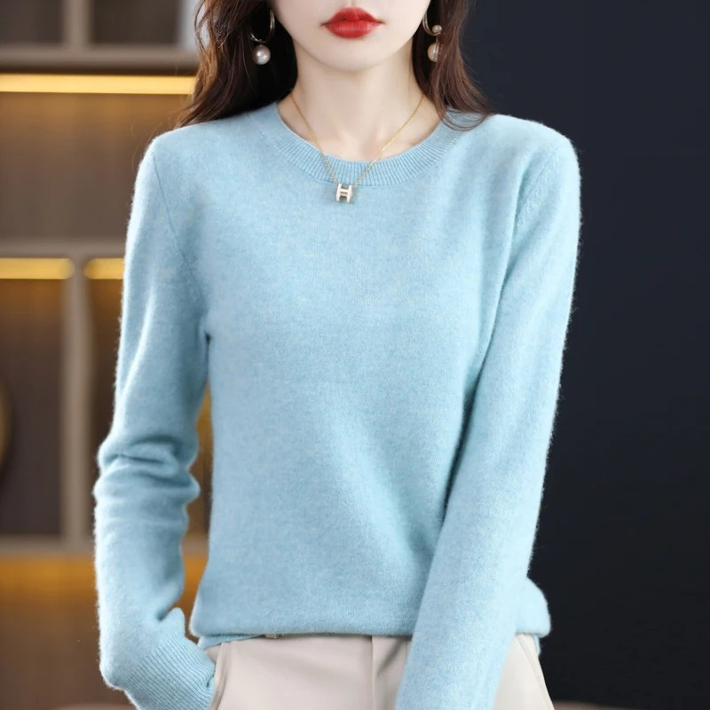 Women's Classic Crew Neck Sweater – Soft Long Sleeve Knit Pullover