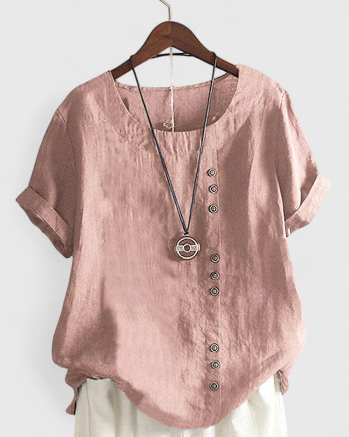 Women's Summer Blouse – Button Front Casual Blouse – Nadine