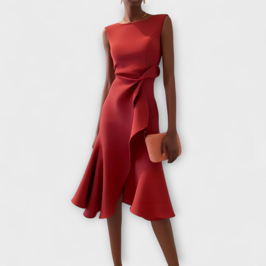 Women's Midi Dress – Sleeveless Elegant Dress – Genevieve