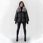 Women's Fur Collar Puffer Jacket – Hooded Long Quilted Jacket