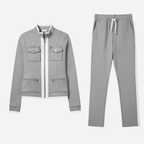 Women's Zip Jacket Tracksuit – Contrast Trim Matching Pants Set