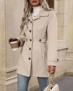 Women's Tailored Long Coat – Classic Button Front Overcoat