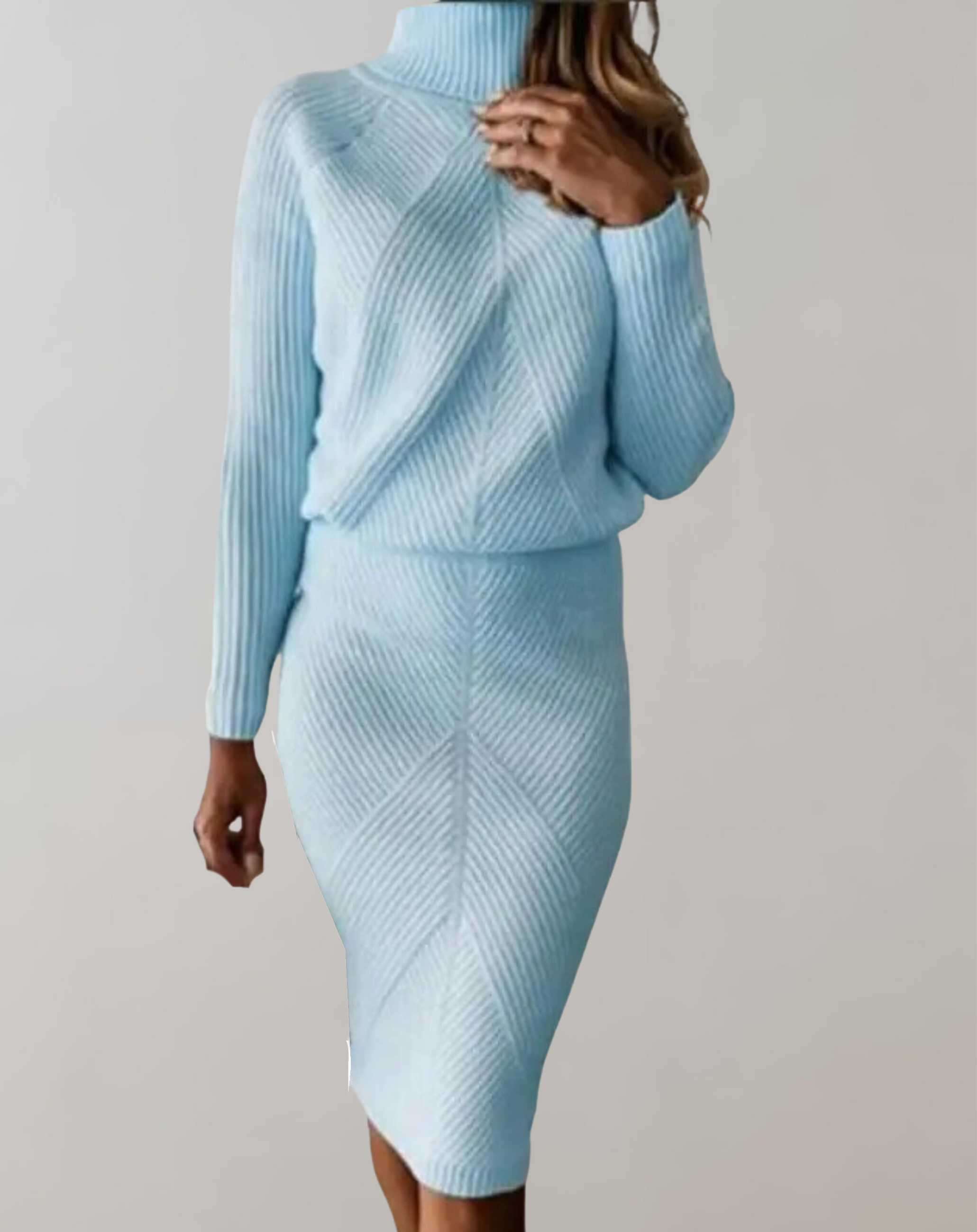 Women's Turtleneck Skirt Set – Long Sleeve Fitted Two-Piece Set