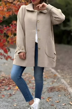 Women's Classic Button Jacket – Structured Long Sleeve Jacket