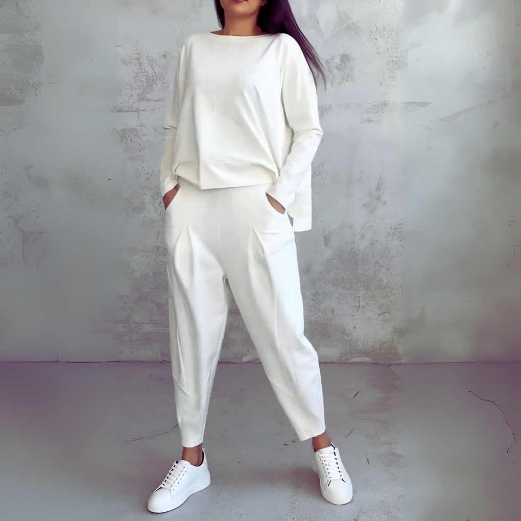 Women's Long Sleeve Lounge Set – Crew Neck Matching Pants Set