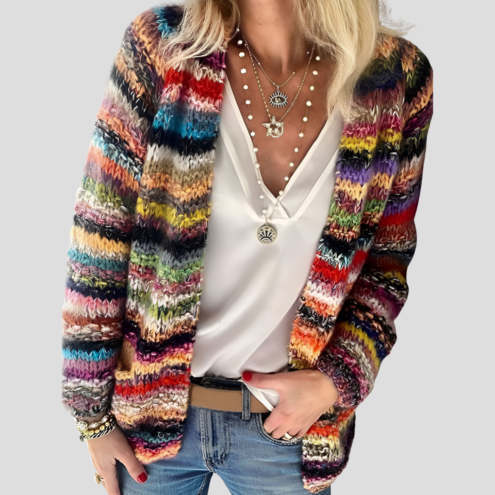 Women's Colourful Knit Cardigan – Textured Spring Cardigan