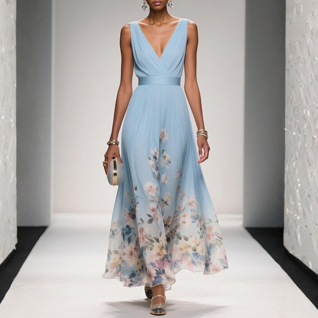 Women's Wedding Guest Floral Maxi Dress – Flowy Summer Occasion Dress