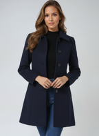Women's Classic Button Coat – Tailored Long Sleeve Overcoat