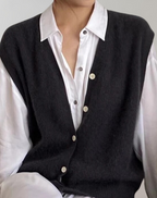 Women's Button Front Sweater Vest – Sleeveless Layering Cardigan