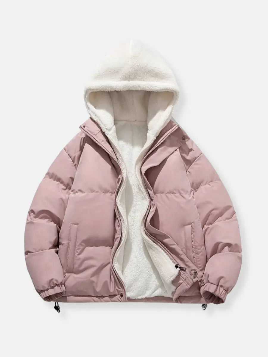Women's Fleece Lined Jacket – Hooded Winter Zip-Up Jacket