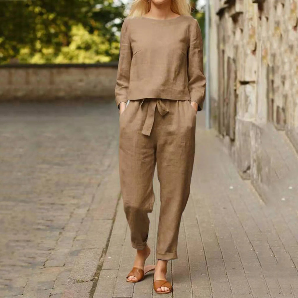 Women's Cargo Tracksuit Set – Flare Sleeve Top Matching Pants Set