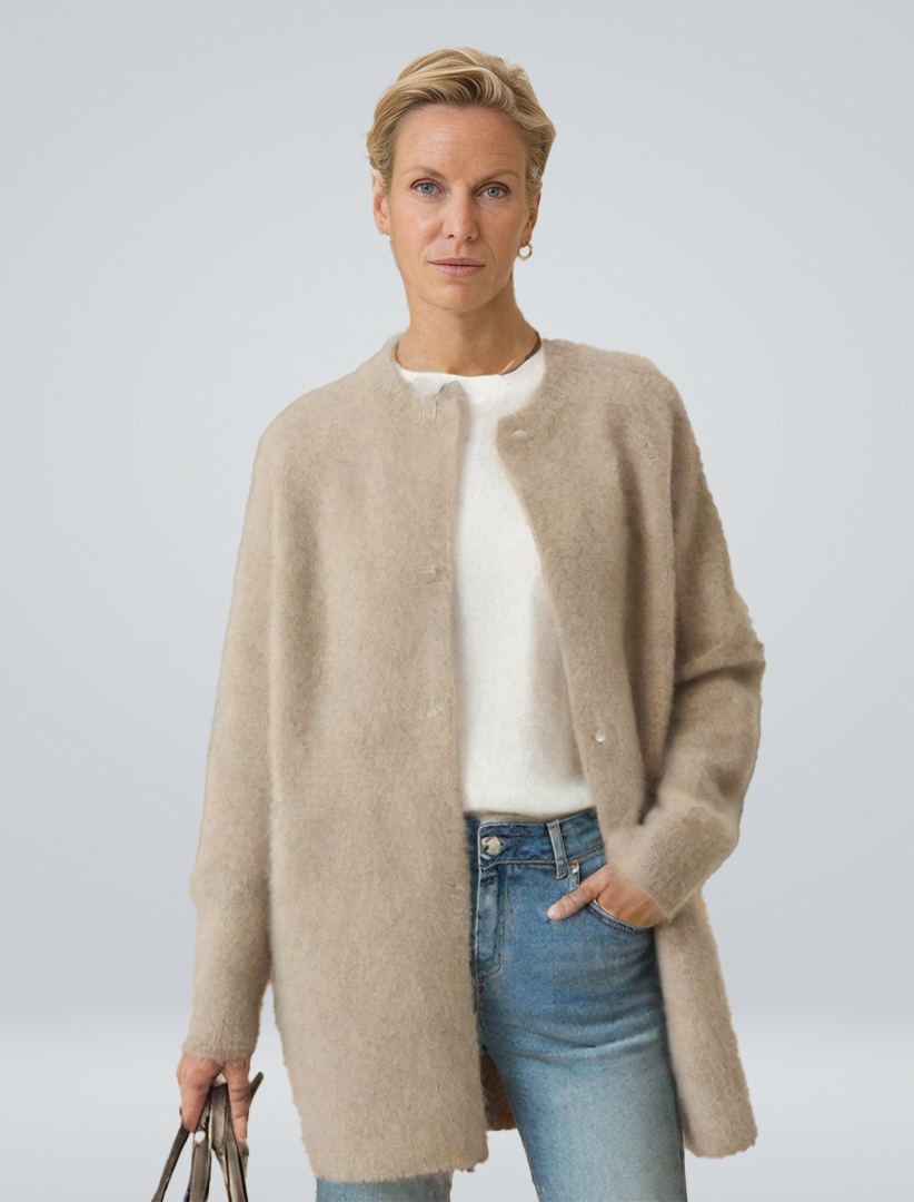Women's Button Front Duster Cardigan – Mid-Length Knit Layer