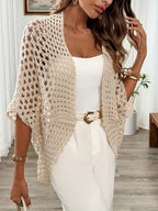 Women's Draped Winter Cardigan – Relaxed Open Front Cardigan