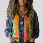 Women's Button Blouse – Gradient Print Casual Blouse – Veronica
