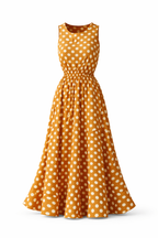 Women's Sleeveless Polka Dot Dress – Casual Midi Dress