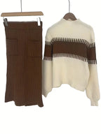 Women's Knit Skirt Set – Ribbed Sweater Co-Ord