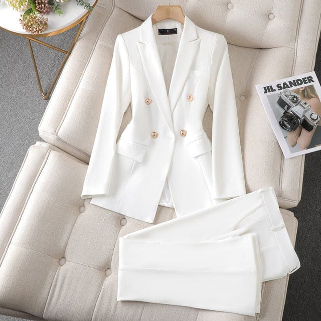 Women's Double-Breasted Pants Suit – Tailored Blazer Co-Ord