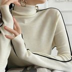 Women's Roll Neck Sweater – Fitted Long Sleeve Knit Sweater
