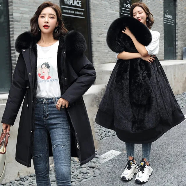 Women's Fur Lined Parka – Hooded Longline Winter Coat