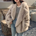 Women's Oversized Faux Fur Coat – Fluffy Winter Statement Jacket