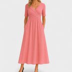 Celestine | Pleated V-Neck Midi Dress
