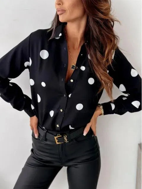 Women's Summer Blouse – Polka Dot Casual Blouse – Ainsley