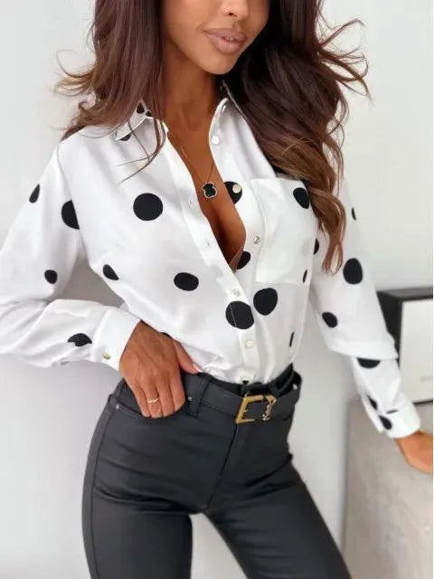 Women's Summer Blouse – Polka Dot Casual Blouse – Ainsley