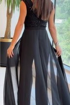 Women's Sleeveless Textured Jumpsuit – Fitted Casual Occasion Jumpsuit