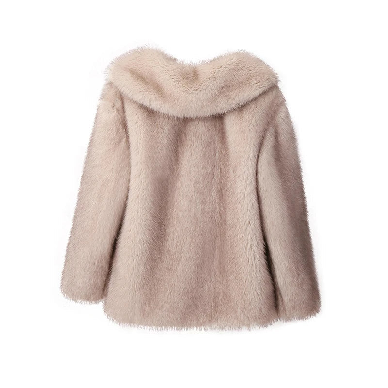 Women's Oversized Faux Fur Coat – Fluffy Winter Statement Jacket