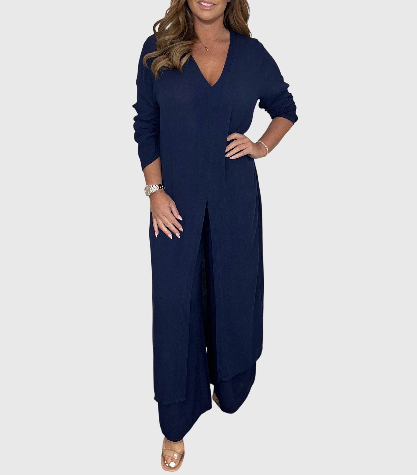 Women's Elegant Wide Leg Set – Matching Two-Piece Set – Naomi